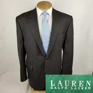 Ralph Lauren Mens Sport Coat 46L Brown Plaid